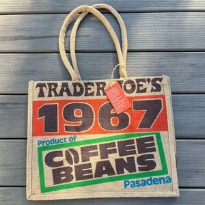 Trader Joe's; NWT; 1967 Coffee Beans; Product of Pasadena; 100% Jute Tote Bag
